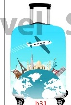 Turkuaz yolculuk desenli valiz kılıfı